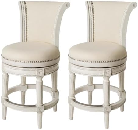 Maven Lane Pullman Counter Stool, Cream Solid Wood Frame by Unknown