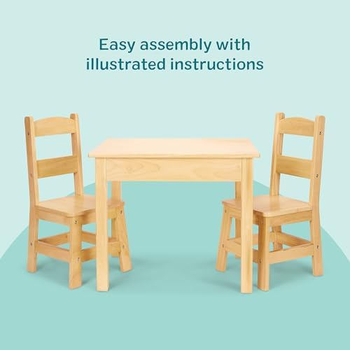Melissa & Doug Solid Wood Table and 2 Chairs Playroom Furniture - Image 6