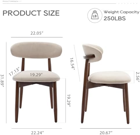 COLAMY Wooden Dining Chairs Set of 2, Upholstered Kitchen Side Chair - Image 2