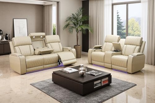 Power Recliner Sofa Loveseat Set by COSYMOORFURNITURE