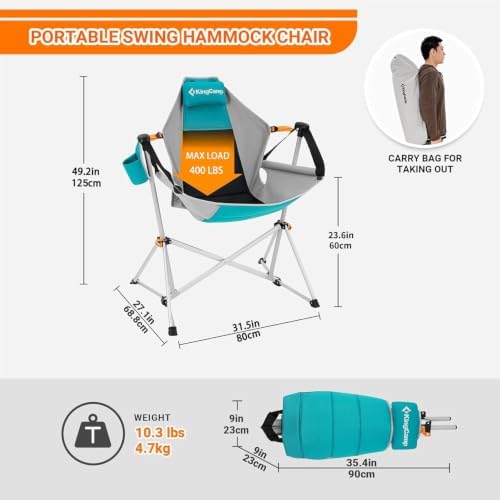 KingCamp Hammock Camping Chair, 400lbs Heavy Duty Swing Chairs - Image 3