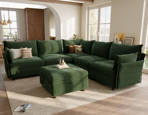 ABCASA Oversized Modular Sectional Sofa Green, L-Shaped Convertible Couch - Image 4