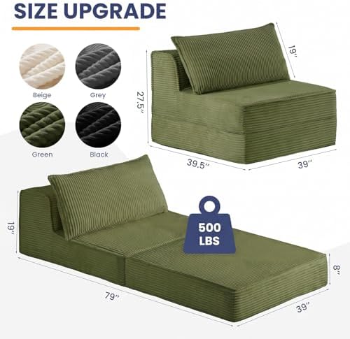 Erament Folding Sofa Bed, Portable Floor Couch Lounge Sofa - Image 2