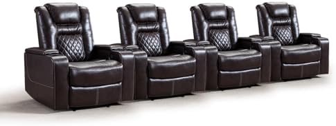CANMOV Electric Power Recliner Chair Set of 4, Breathable Leather Home Theater by CANMOV