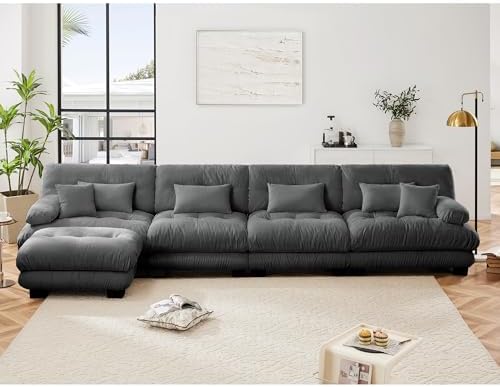 Modular Sectional Sofa for Living Room, Oversized 4 Seater Grey Sectional - Image 3