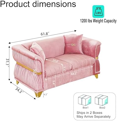 KEIKI 62" Luxury Oversized Velvet Chesterfield Sofa - Image 2