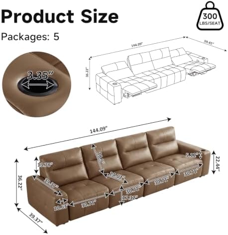 Power Recliner Sofa Genuine Leather Wall Hugger Recliners - Image 2