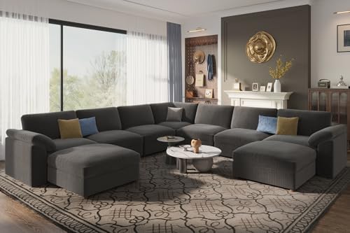 EASE MOOSE Oversized Sectional Sofa, U Shaped Deep Modular Cloud Couch by EASEMOOSE