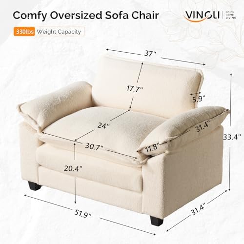 VINGLI Cloud Teddy White Single Chair - Image 2