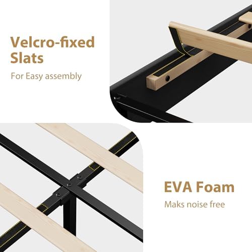 Garvee Twin-XL Bed Frame, Velvet Upholstered Platform Bed Frames - Image 6
