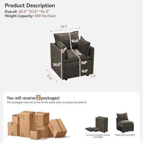 30" Cloud Modular Single Sofa Chair - Image 2