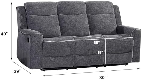 Betsy Furniture Soft Microfiber Manual Reclining Sofa Set, Sofa w/Dropdown Table - Image 2