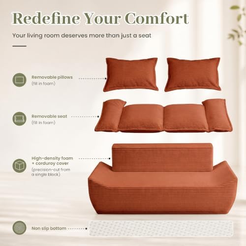 JUIKURY 55" Convertible Corduroy Sofa Bed, Boneless Foldable Loveseat Sleeper - Image 5