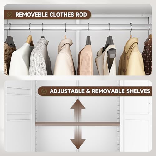 Letaya Metal Armoire Wardrobe Closet - Image 5