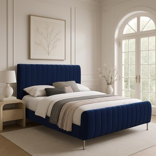 Meridian Furniture Zara Collection Modern | Contemporary Velvet Upholstered Bed - Image 2