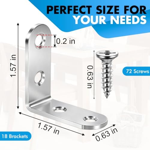 18PCS L Bracket Corner Brace, Stainless Steel Corner Bracket - Image 2