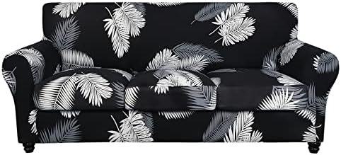 SearchI Stretch Sofa Cover Printed Couch Cover, Floral Pattern 4 Pieces Sofa by SearchI