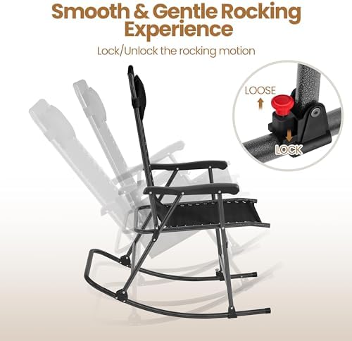 Yaheetech Patio Rocking Chair Folding Camping Chair - Image 5