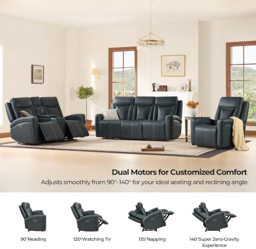 CHITA 3 Seater Genuine Leather Power Reclining Sofa, Zero Gravity - Image 6