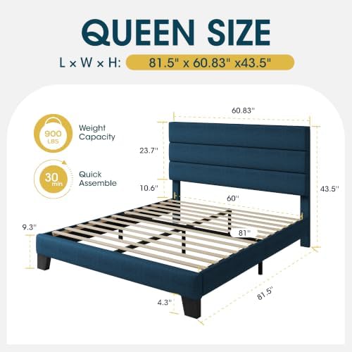 WEEWAY Queen Size Fabric Bed Frame - Image 2