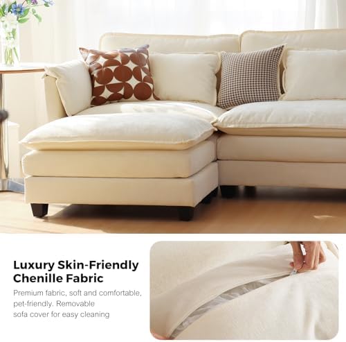 ELUCHANG 150" U Shaped Cloud Couch Sectional, Comfy Cloud Modular Sofa - Image 6