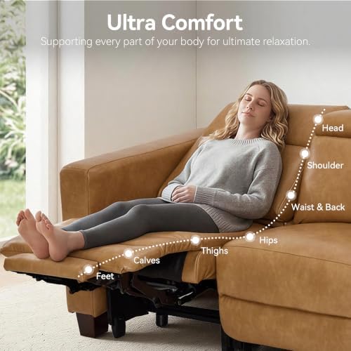 MCombo 85.4'' Zero Wall Hugger Power Recliner Sofa, HL198M3 Toast - Image 3