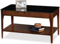 Leick Home Obsidian Coffee Table, Glass Top, Solid Wood, Display Shelf by LeickFurniture