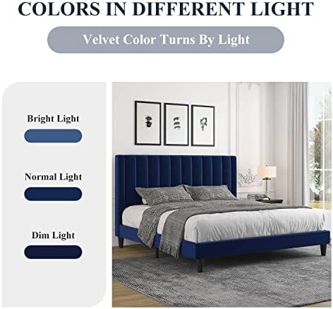 Allewie Queen Platform Bed Frame/Velvet Upholstered Bed Frame - Image 5