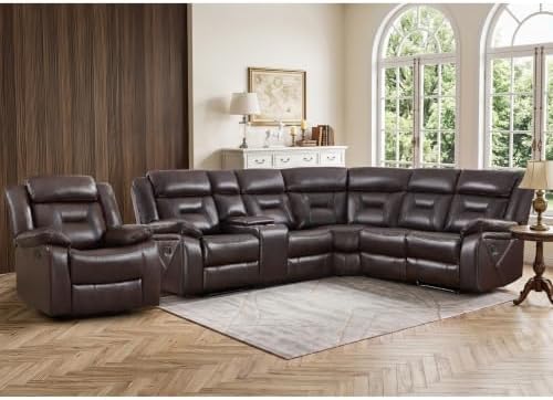 EBELLO Faux Leather Reclining Sectional Sofa Set by EBELLO