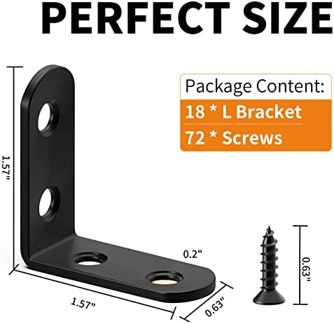 FATLODA 18PCS L Bracket Corner Brace, Stainless Steel Corner Bracket - Image 7