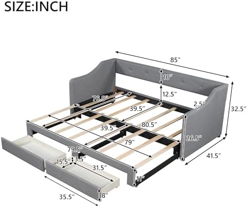 SOFTSEA Twin XL Size Upholstered Daybed - Image 2