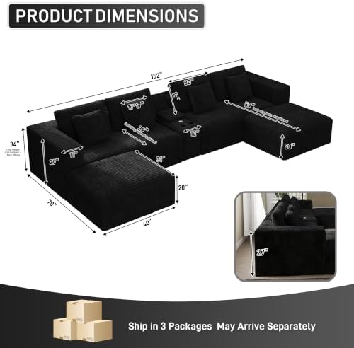 ONEMMLION 151" Oversized Cloud Sectional Couch - Image 2