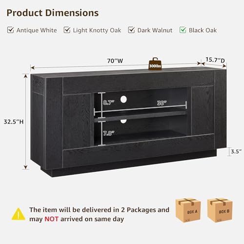 OKD Modern 70" TV Stand for 80" TV, Thick Block Media Console - Image 2
