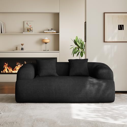 75" Boneless Cloud Loveseat, Modern Cute Curved Chenille Sofa, 2 Seater by Wrofly