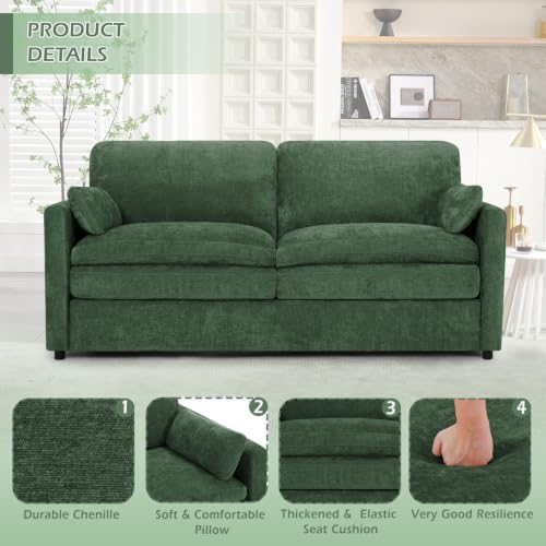 69” Chenille Love seat Sofa w/Arm Pillows - Image 5