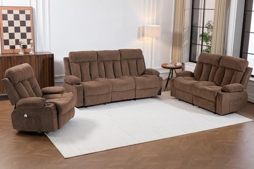 3 Piece Manual Recliner Sofa Set, Loveseat & Chair by WINVO