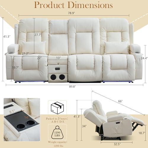 TUNYI Power Loveseat Recliner Sofa - Image 2