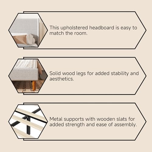Queen Size Linen Platform Bed Frame - Image 5