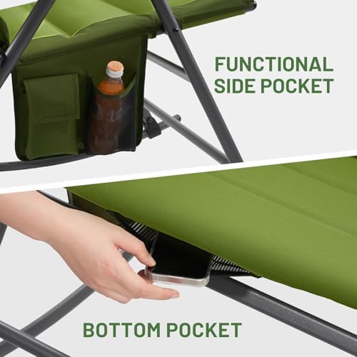 TIMBER RIDGE Oversized Folding Rocking Camping Chair, Padded Outdoor Rocker - Image 6