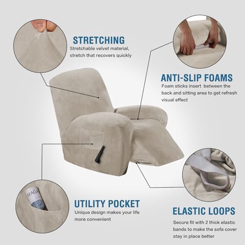 H.VERSAILTEX Velvet Recliner Chair Covers 1-Piece - Image 2