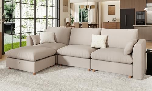 WorthFurni Oversized Modular Sectional Sofa, Comfty 4 Seat Modular Sofa by WorthFurni