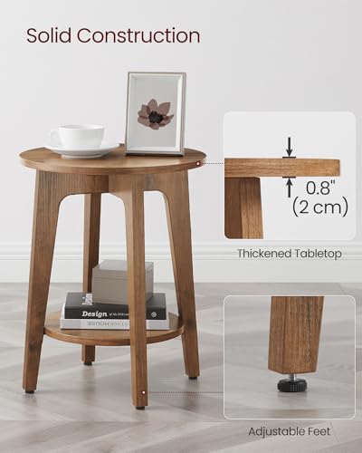 VASAGLE Round Side Table with Lower Shelf, End Table - Image 5