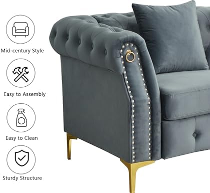 Hybition 3-Piece Living Room Sofa Set, Tufted Design - Image 6