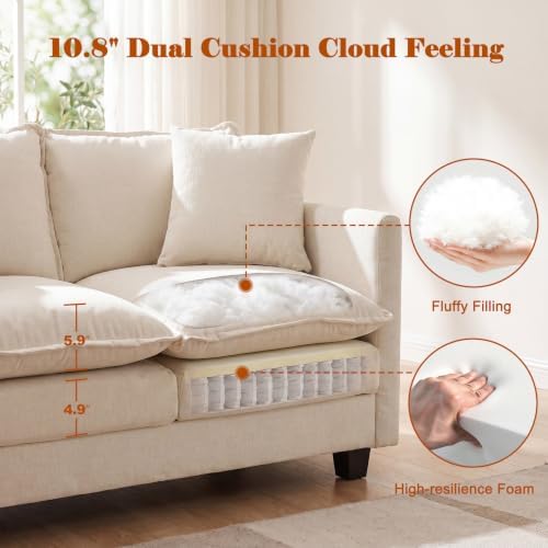 50'' Loveseat Sofa Set with Ottoman, Small Couch Set 2 Piece Cloud Love Seat - Image 6