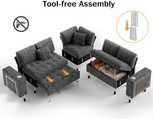 Vipbear 86" Modular Sectional Sleeper Sofa - Image 4