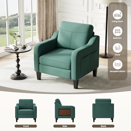 Upholstered Accent Chair with Foldable Side Table - Image 5