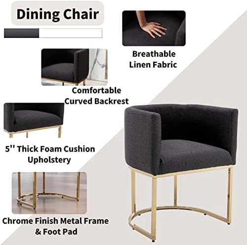 HNY Mid Century Modern Upholstered Barrel Dining Chairs - Image 4