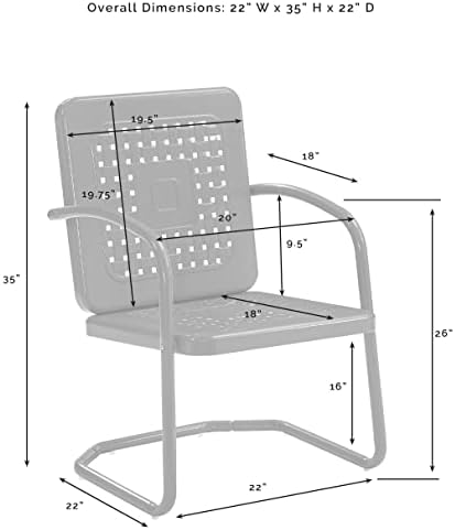Crosley Furniture Bates 2-Piece Retro Metal Outdoor Patio Chair Set - Image 3