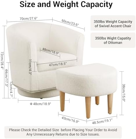 DAZONE White Swivel Accent Chair - Image 2