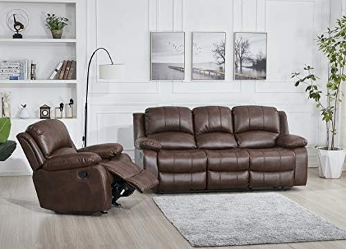 Betsy Furniture 2PC Faux Leather Reclining Couch Set, Living Room Furniture Set by BetsyFurniture